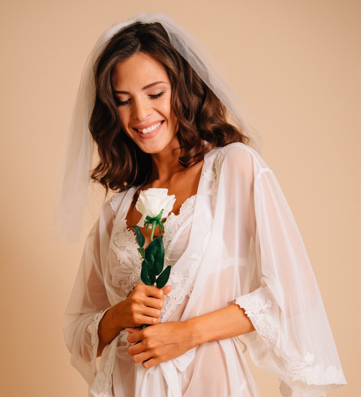 Bridal lingerie kimono robe and bralette top