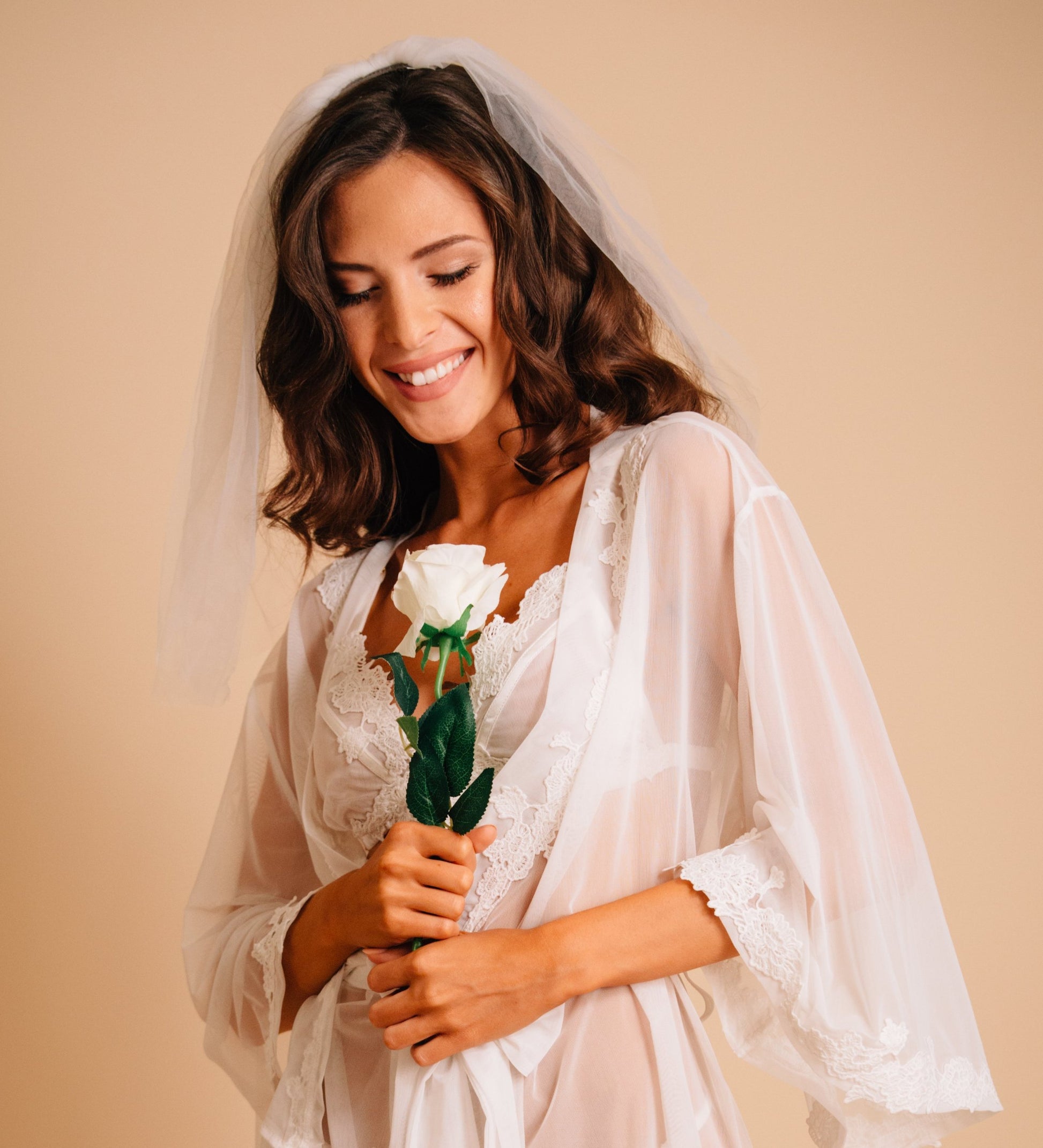 Bridal lingerie kimono robe and bralette top
