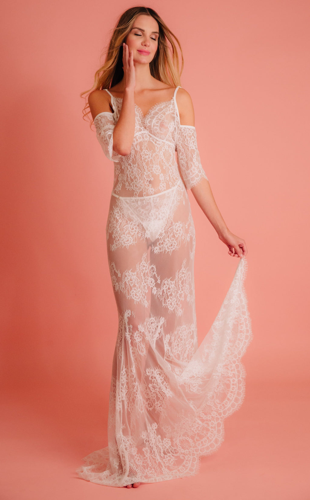 lace maxi babydoll dress for bride