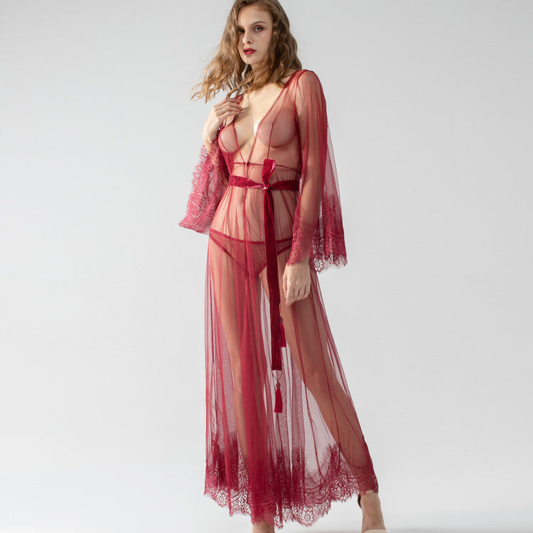 Copy of Copy of NEW!!! Long Tulle & Lace Robe & Panty Set