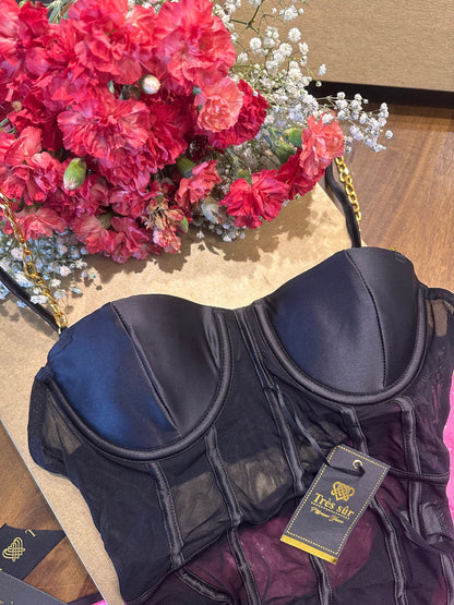 Onyx Satin Bodysuit Très Sûr