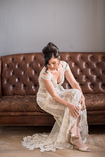 Pearl Boho Wedding Gown Très Sûr