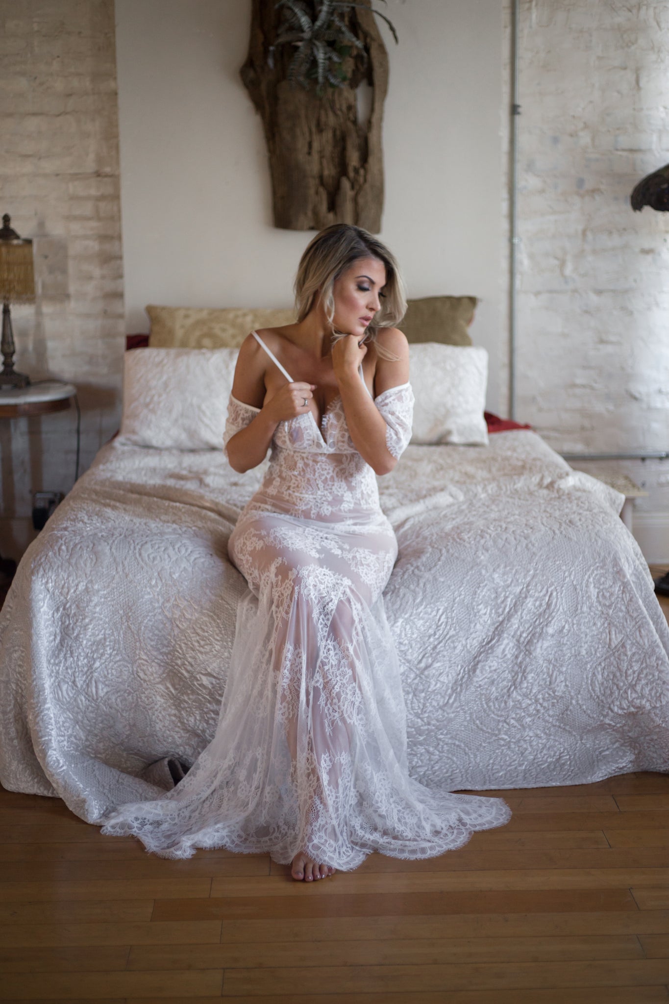 sheer lingerie gown for bride